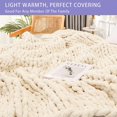 thumbnail image 2 of ZXNYH Chunky Knit Blanket Throw 51"x63", 100% Hand Knitted Chenille Throw Blanket, Big Soft Thick Yarn Cable Knit Blanket, Large Rope Knot Crochet Throw Blankets for Couch Bed Sofa (Beige), 2 of 7