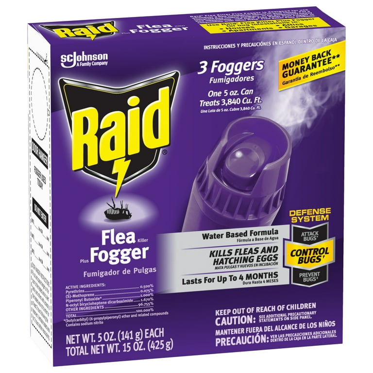 Raid Flea Killer Plus Fogger, Room Treatment Flea Bomb Kills up to Months  15 oz, Piece
