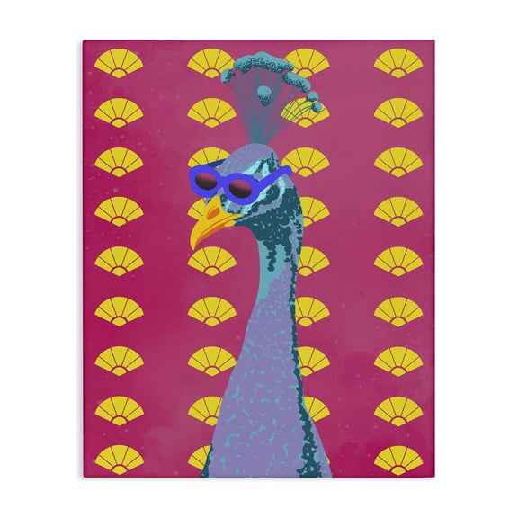 Stupell Industries Vibrant Mod Peacock Animals Painting Wrapped Canvas Canvas Art Print Wall Art, 16 x 20