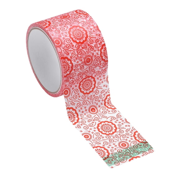 Uxcell 98 ft Chinoiserie Flower Washi Tape, Washi Tape Stickers Bulletin Board Borders Decorative Sticker for DIY Craft Blackboard Scrapbook Office Home Decor, Red Lotus Petal