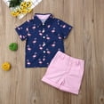 thumbnail image 3 of ZAXARRA Chemise Imprimée Flamant Rose pour Garçons Tout-Petits Été + Shorts Unis, 3 of 6