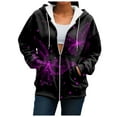 thumbnail image 7 of GEWSEY Women's Zip Up Hoodies Long Sleeve Pocket Drawstring Sweatshirts Fall Casual Outfits Jackets (Dark Purple, M), 7 of 7