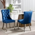 thumbnail image 4 of JESTOP Velvet Dining Chair Set of 2, Upholstered Tufted Dining Room Chair with Nailhead Trim, Solid Silver Plated Leg for Kitchen(Blue), 4 of 8