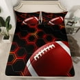 thumbnail image 2 of Homewish Geometric Hexagon Twin Sheet Sets,Rugby Football Sport Twin Fitted Sheet,Red Black Flat Sheet For Boys,Super Cozy Room Decor,3pcs, 2 of 7