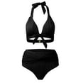 thumbnail image 3 of Aayomet Bathing Suit Women Swimwear Bikinis Striped Prints Swimsuit Swimsuit Ladies Shorts Two Piece Swimwears Tankinis Set,Black L, 3 of 4