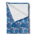 thumbnail image 2 of Tropical Soft Flannel Fleece Blanket, Exotic Palm Leaves Monochrome Composition of Nature Elements Pastel Background, Cozy Plush for Indoor and Outdoor Use, 50" x 60", Blue Pale Pink, by Ambesonne, 2 of 5