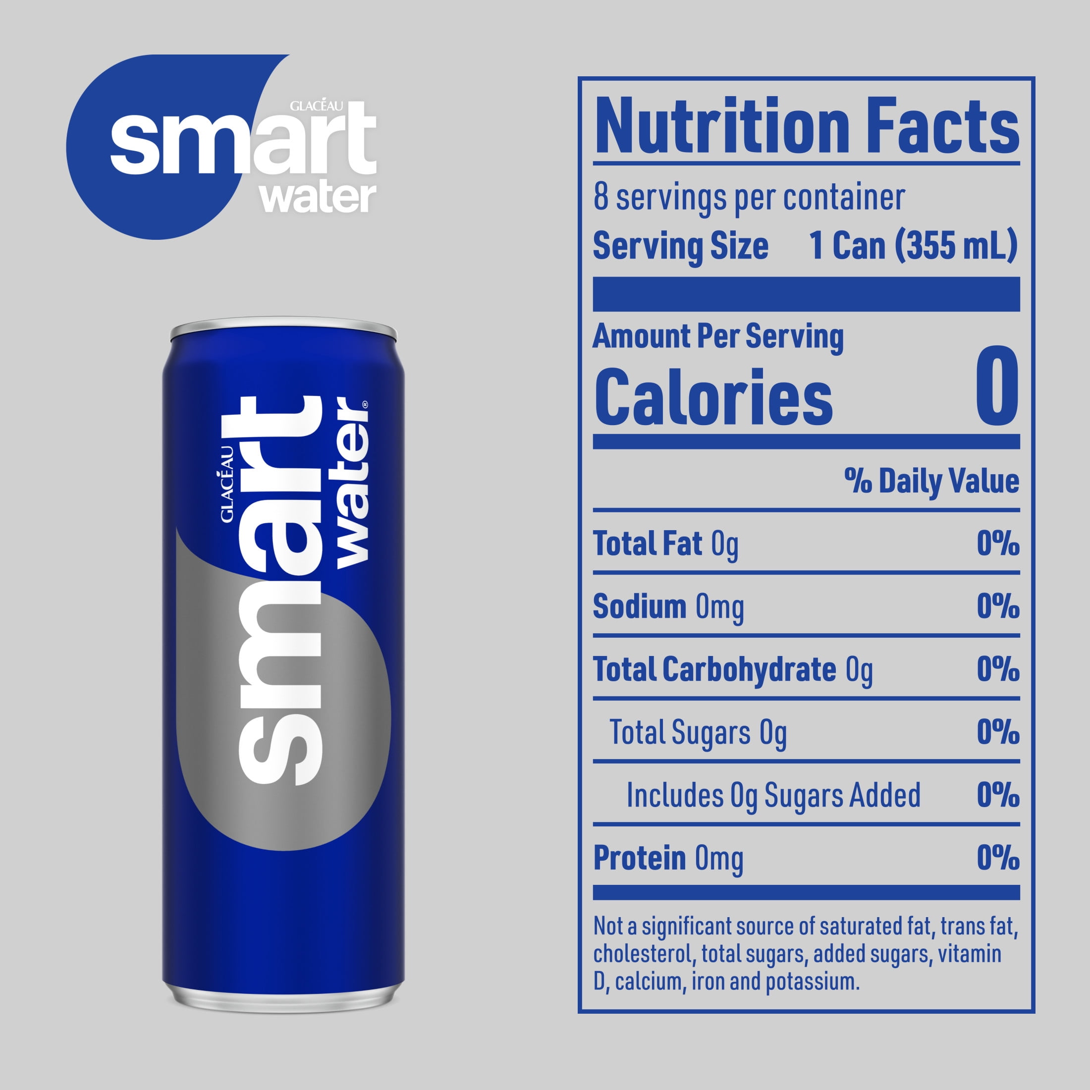 smartwater Vapor Distilled Water Cans, 12 fl oz, 8 Pack