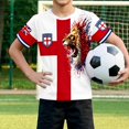 thumbnail image 2 of Boys 2026 Summer Loose Fit Short Sleeve T-Shirt Red and White Color Block Tee with colorful ink splatter print design Casual Kids Top for Daily Comfort Wear Back To School Birthday Gifts Ages 3-13Y, 2 of 7