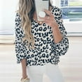 thumbnail image 4 of Birdeem T-Shirt à Manches Longues Lanterne à Imprimé Léopard à Col en V pour Femmes, Blouse Décontractée Populaire, 4 of 4