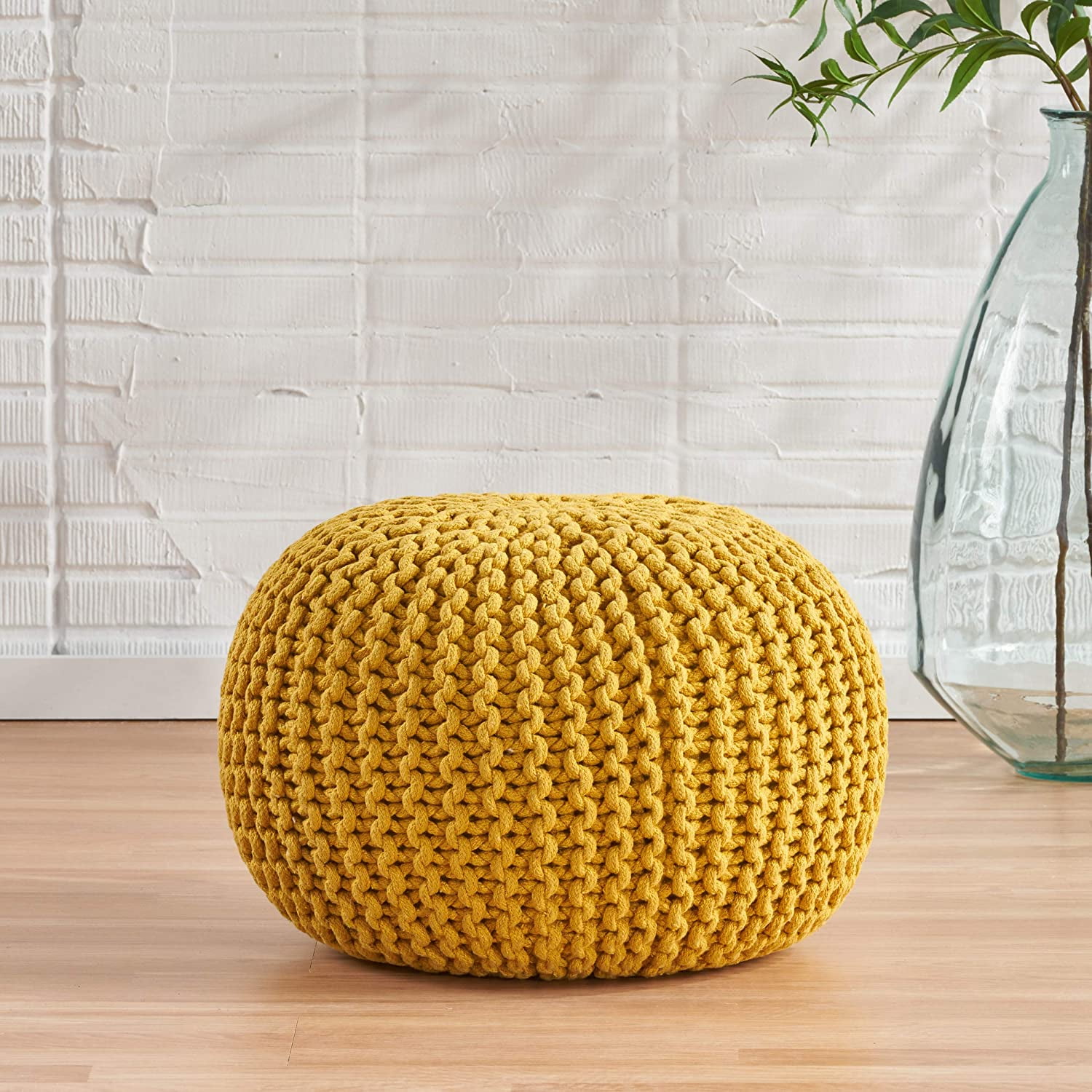 Casamudo Handmade Indoor Pouf Ottoman, Round Floor Poufs