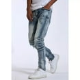 thumbnail image 3 of Crysp Denim Men's Biker Moto Distressed Rip & Repair Skinny Fit Stretch Jeans (38, Indigo), 3 of 6