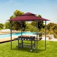 thumbnail image 4 of AECOJOY 8' x 5' Outdoor Grill Gazebo with Vented Top, Double Tier BBQ Canopy Gazebo-Red, 4 of 8