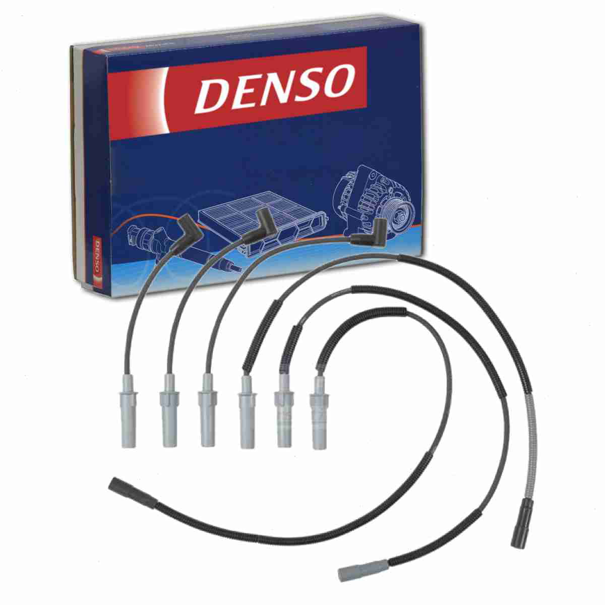 DENSO Spark Plug Wire Set compatible with Jeep Wrangler  V6 2007-2011 Ignition  Plugs Coils 