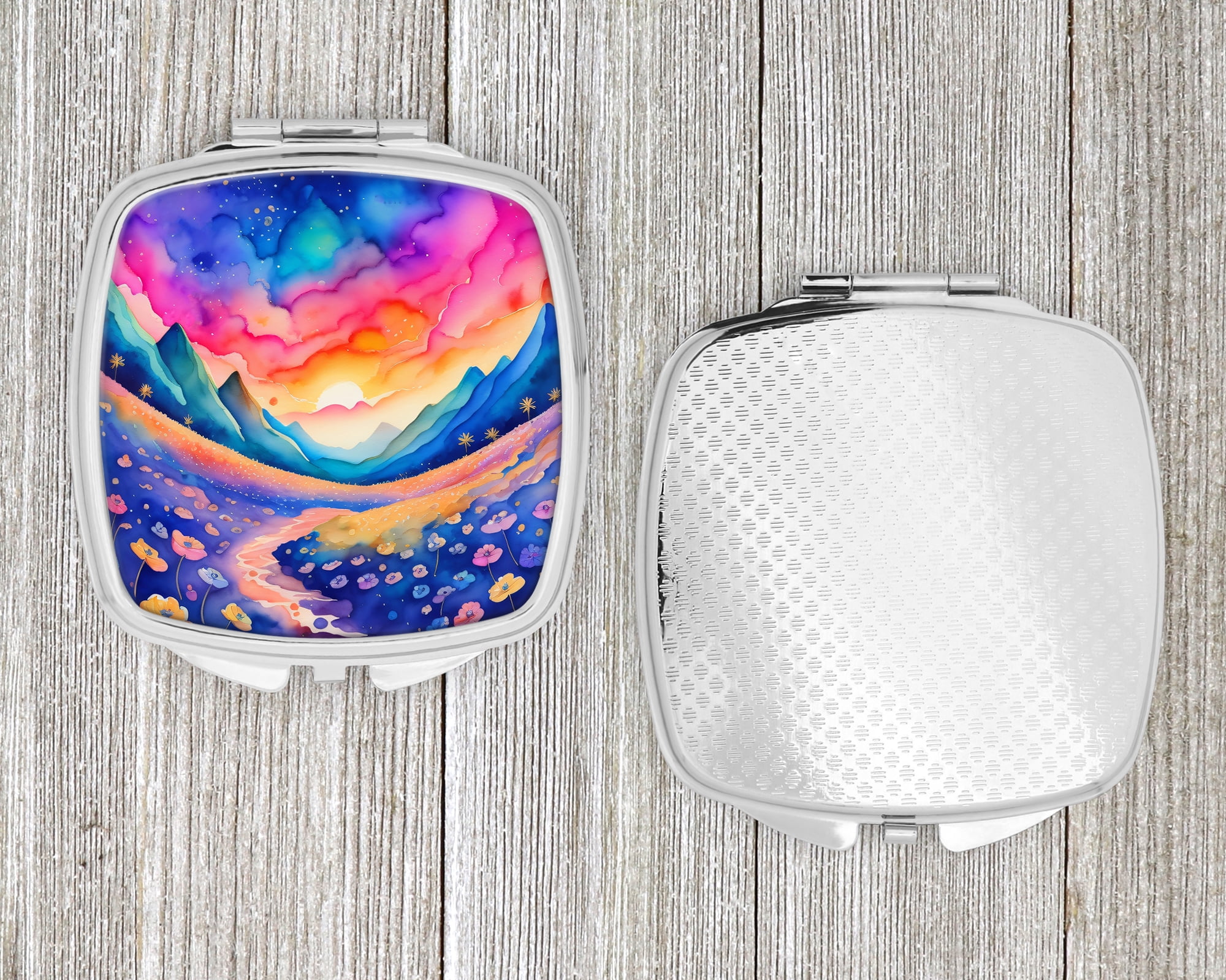 Colorful Periwinkles Compact Mirror 2.75 in x 3 in