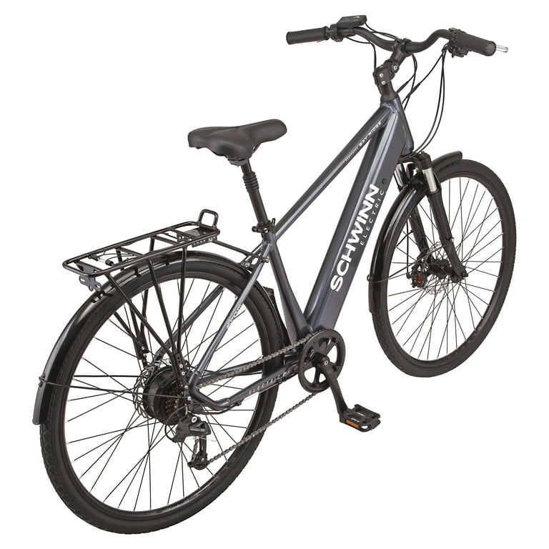 Schwinn 700c Bay Ridge Hybrid Electric Bike for Adults 7 Speeds 250w Ebike Motor Gray Walmart