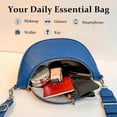 thumbnail image 3 of Bum Bag for Women Travel Purse Crossbody Bags with Adjustable Strap, Crescent Bag Shoulder Handbag Sling Chest Bag Fanny Pack for Ladies, PU Leather, Blue, 3 of 8