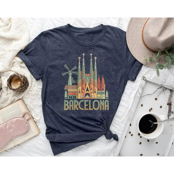Barcelona Retro T-Shirt: Gaudi Spain Souvenir Tee TSHIRT All Size S-5XL