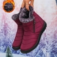 thumbnail image 4 of Winter Boots for Women Waterproof Stitching Furry Lined High Top Ankle Booties Outdoor Non Slip Platform Snow Boots, 4 of 6