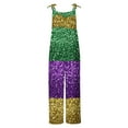 thumbnail image 4 of Lorytime Mardi Gras Jumpsuits for Women Glitter Carnival Overalls Sleeveless Adjustable Straps Vacation Romper Clothes, 4 of 5