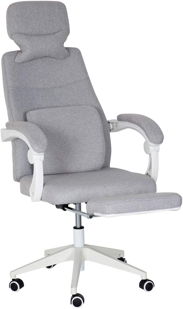 Birtech Grey Desk Chairs Executive Office Chair Ergonomic Adjustable Computer Chair with Padded Seat and Mesh Back 