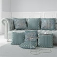 thumbnail image 6 of Aquatic Peacock Indoor/Outdoor Pillow with Removable Cover in Gray 26x26, 6 of 7