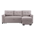 thumbnail image 6 of Pemberly Row Linen Reversible Sleeper Sectional in Light Gray, 6 of 11