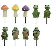 Mainstays Mushroom, Frog & Turtle Decor Pot Stakes, 9 Count
