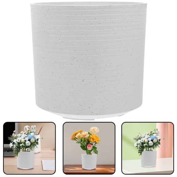 Pretyzoom Elegant White Resin Planter Minimalist Design for Indoor Outdoor