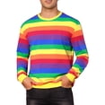 thumbnail image 1 of Sudadera de rayas arcoíris INSPIRE CHIC para hombre, sudadera de pullover multicolor, 1 of 1