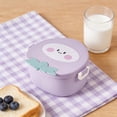 thumbnail image 4 of Linnome Cute Children's Peach Compartment Lunch Box Small Fresh Fruit Shaped Complementary Food Box Portable Picnic Bento Box in Purple, 4 of 6