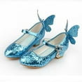 thumbnail image 1 of Disney Frozen nuevos zapatos de princesa elsa primavera y otoño rosa azul zapatos individuales para niñas tacones altos 28-plantilla 18,5 cm Gao Jinjia LED, 1 of 2