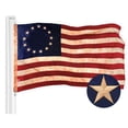 thumbnail image 2 of G128 Combo Pack: American USA Tea-Stained Flag 2.5x4 Ft & Betsy Ross Tea-Stained Flag 2.5x4 Ft | Both ToughWeave Pro Series Embroidered 420D Polyester, Embroidered Design, Brass Grommets, 2 of 9