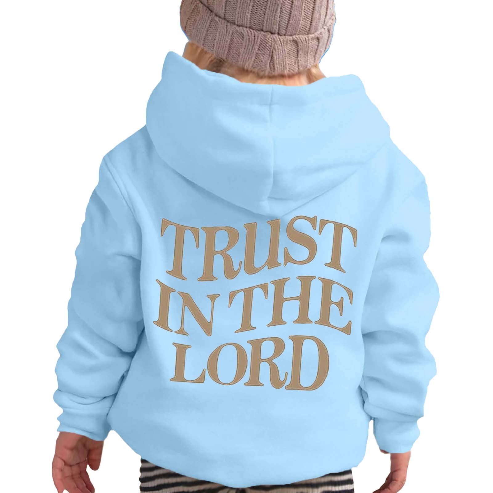 WRTFVZA Oversized Hoodies for Girls Trust In The Lord Youth Hoodie Oversized Sweatshirt (Big & Tall Blue 11-12 Years)