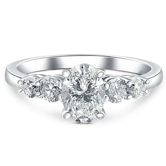 Empire Jewelry Stamped 14K White Gold Plated Engagement Ring - Round Cut 1.4 Ct Lab Created Diamond Ring for Women's - Jewellery Clearance Wedding Rings Sets - Anniversary Gifts Clearance Rings