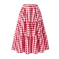 thumbnail image 5 of Agnes Orinda Women's Plus Size Plaid Skirts 1950s Gingham Tiered Layer Flowy Maxi Summer Casual A Line Skirts with Pockets 1X Red, 5 of 7