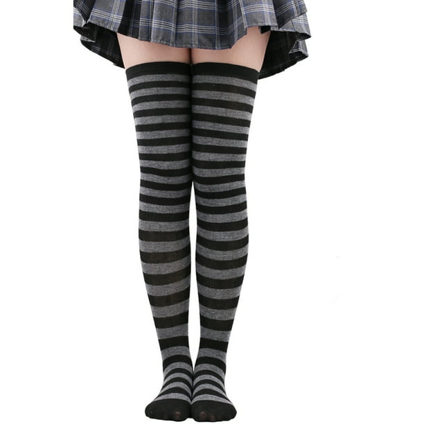 Zhuge 2 pares de calcetines por encima de la rodilla, calcetines hasta la rodilla, medias altas hasta el muslo, calcetines hasta la rodilla para mujer, para cosplay de niña,gris oscuro