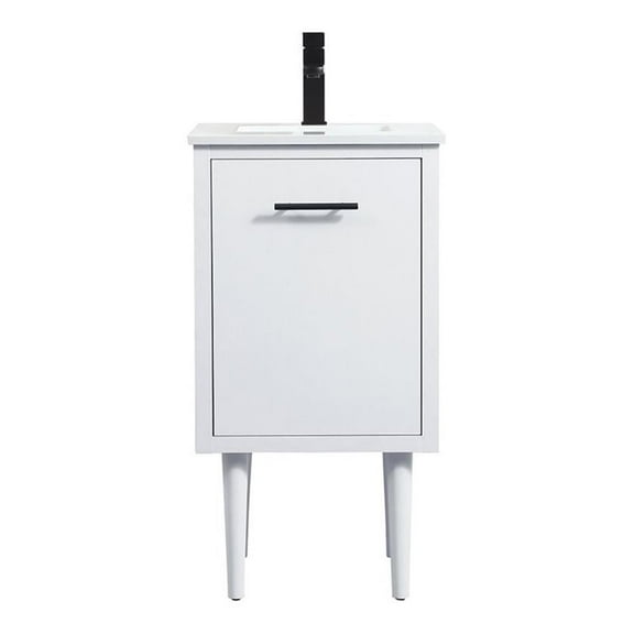 18 inch single bathroom vanity in white