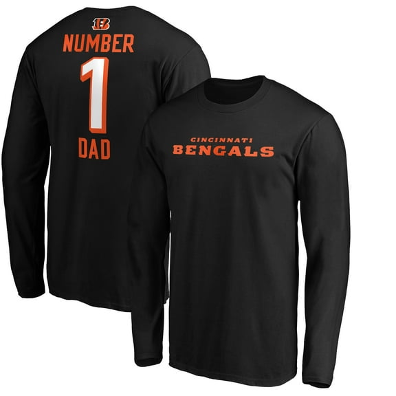 Men's Black Cincinnati Bengals #1 Dad Long Sleeve Team Logo T-Shirt