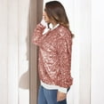 thumbnail image 4 of Women's Plus Size Sequin Bomber Jacket - 1X, Rose Gold, 4 of 6