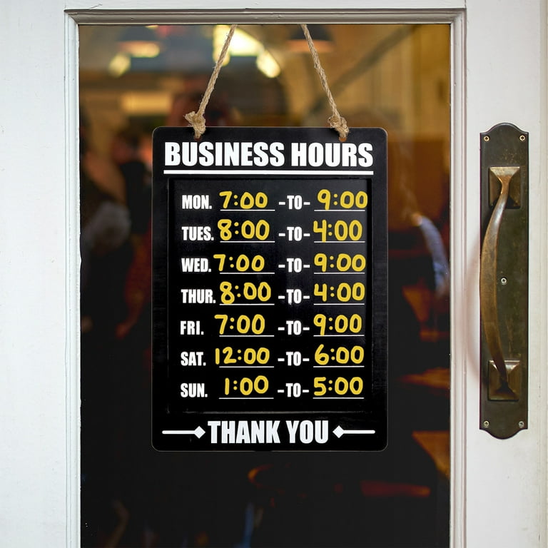 Excello Global Products Business Hours Hanging Chalkboard Black