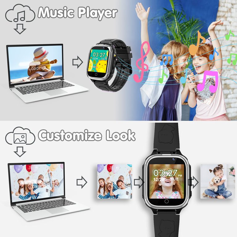 BAUISAN Kids Smart Watch with Camera, Games, Pedometer, Music Player, and  more - for Boys and Girls Ages 4-12