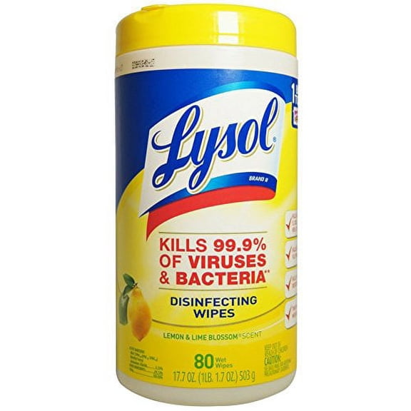 Lysol Disinfecting Wipes, Lemon & Lime Blossom, 80ct tub (Pack of 6)