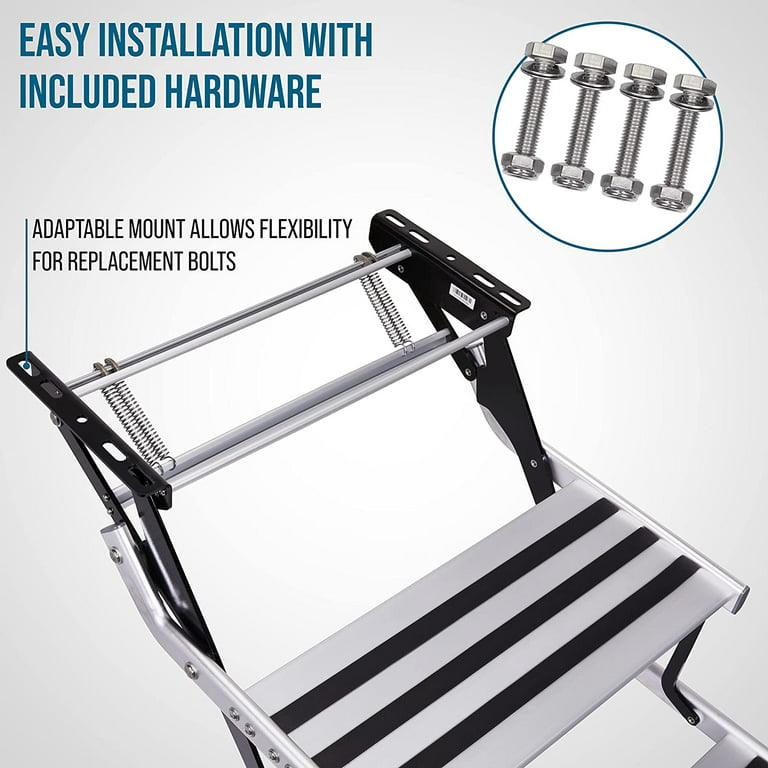 GarfatolRv RV Steps Adjustable Folding Manual Double Drop Down Steps Camper  Collapsible