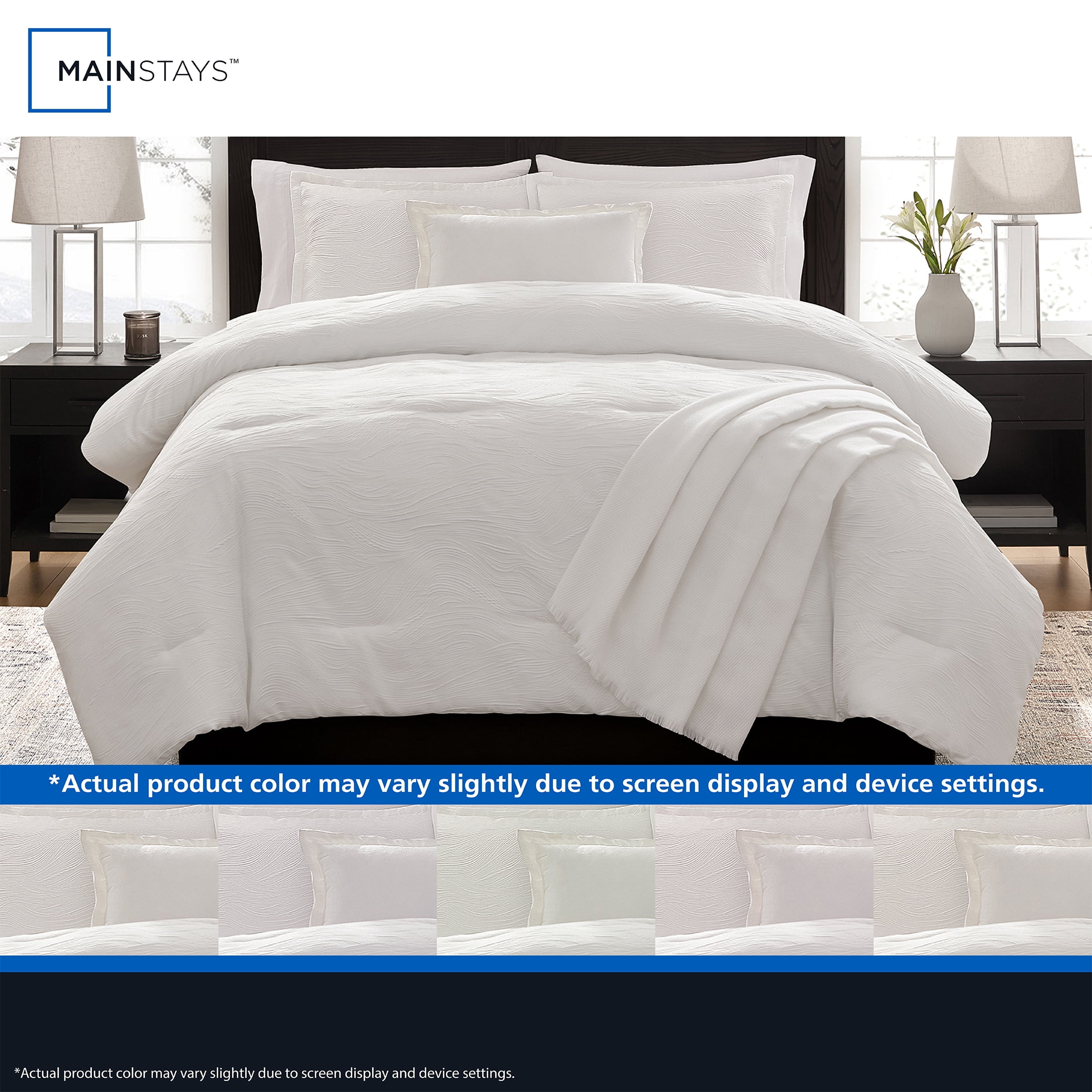 Mainstays Marble 5-Piece White Jacquard Comforter Set, King