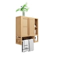 thumbnail image 5 of Gzxs Bathroom Wall Cabinet, 2-Doors Bamboo Medicine Cabinets with Towel Bar, Wall Mounted Storage Cabinet with Open Shelves, Over The Toilet Space Saver Organizer for Small Spaces, Natural, 5 of 10