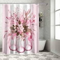 thumbnail image 3 of Eucalyptus Leaves Shower Curtain Pink Eucalyptus Leaf Flower Shower Curtains for Bathroom Decor Vases Floral Shower Curtain Sets with Hooks Waterproof Fabric Bath Curtain Small Stall 36" X 72", 3 of 6