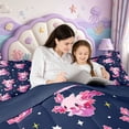 thumbnail image 4 of Manfei Colorful Axolotl Queen Comforter Set,Watercolor Amphibian Comforter Sets Queen,Navy Blue Reversible,3pcs,1 Comforter and 2 Pillowcases, 4 of 7