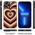 thumbnail image 4 of Case for iPhone 12 Pro Max 6.7 inch, Love Heart Silicone Shell Valentines Multi-Layer Heart Latte Brown Pattern Design for Women Girls Shockproof Slim Soft TPU Protective Case - Coffee, 4 of 8