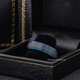 thumbnail image 5 of Jewelry Avalanche 2-tone Black & Blue Tungsten Carbide Wedding Band Mens Womens Stepped Edge, 6mm, Comfort Fit Ring size 11, 5 of 5