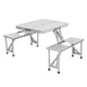 thumbnail image 3 of Juego de mesa y sillas de aluminio, mesa de picnic plegable portátil, juego de mesa y asientos de picnic plegables, juego de asientos de mesa, diseño aerodinámico, 3 of 14